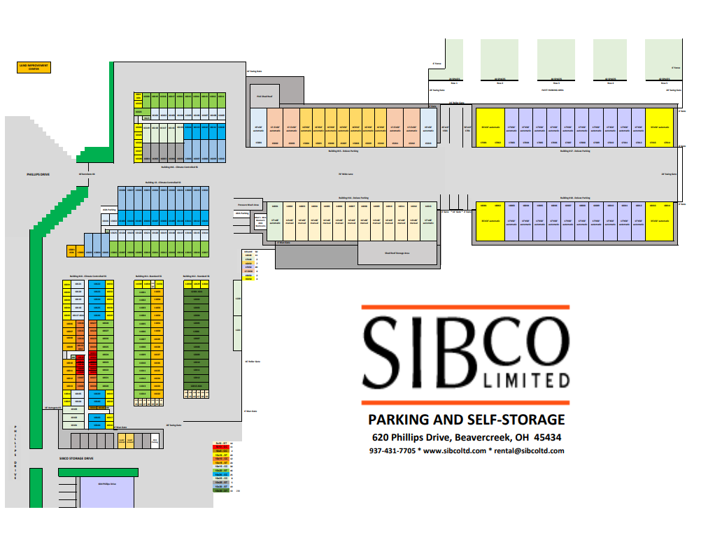 map of buildings one through nine B